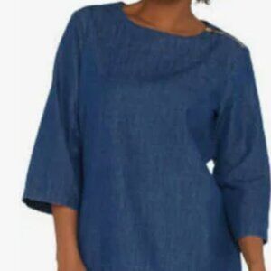 Martha Stewart zipper denim top size M